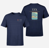 Thumbnail for Trabzon Airport (TZX) design printed on navy blue double-side t-shirt
