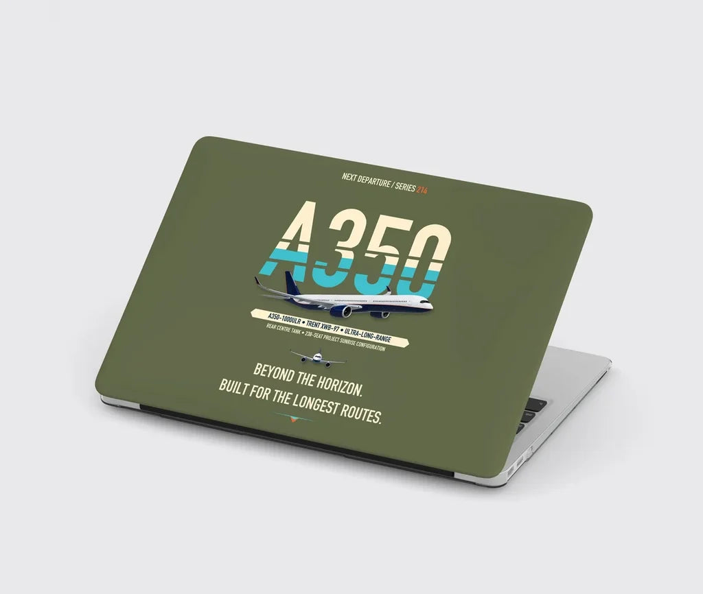 Airbus A350-1000ULR design on green army MacBook case