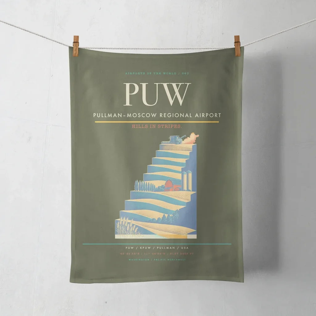 Pullman–Moscow Regional Airport (PUW) design on green army towel