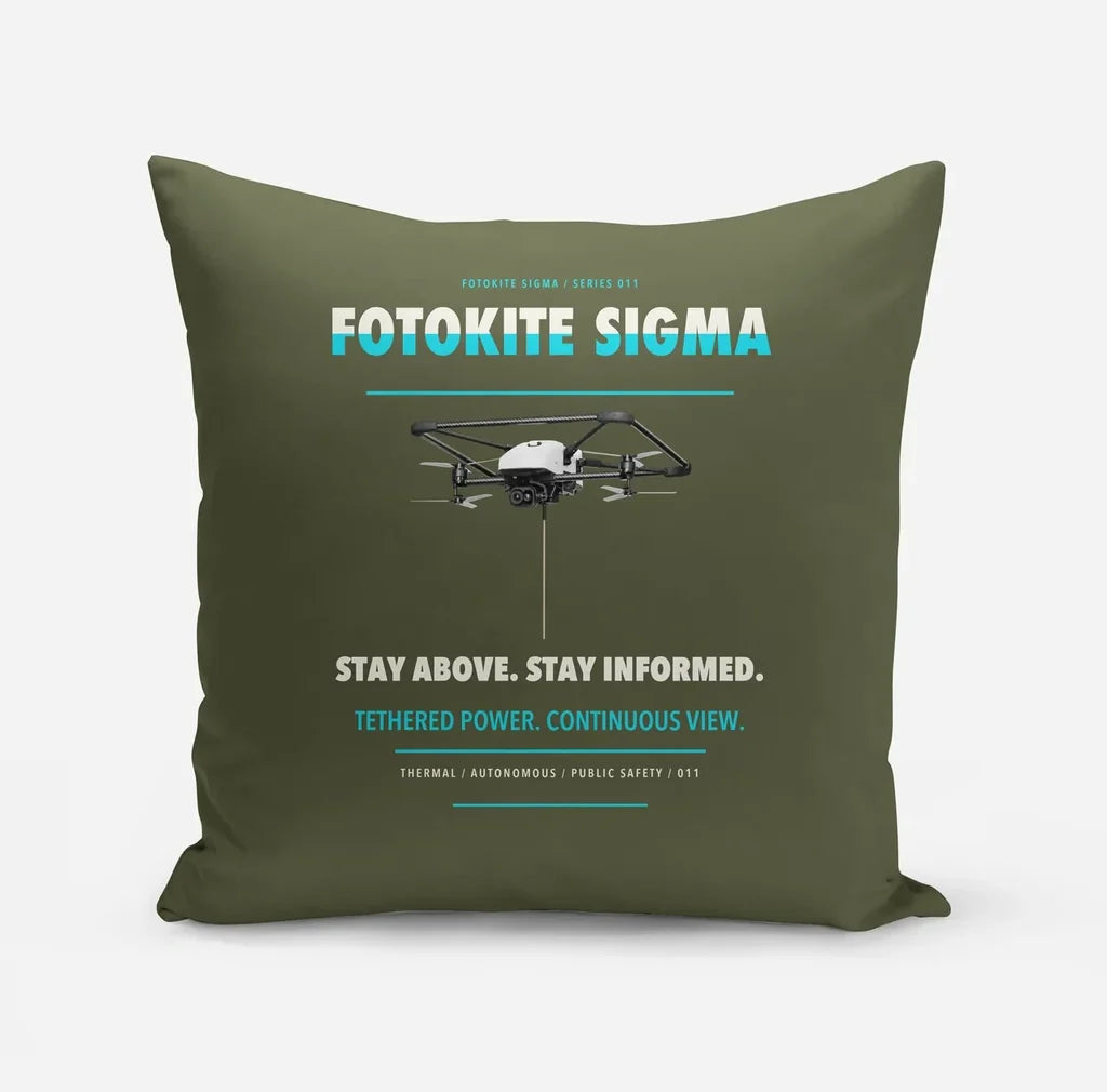 Fotokite Sigma design on green army pillow