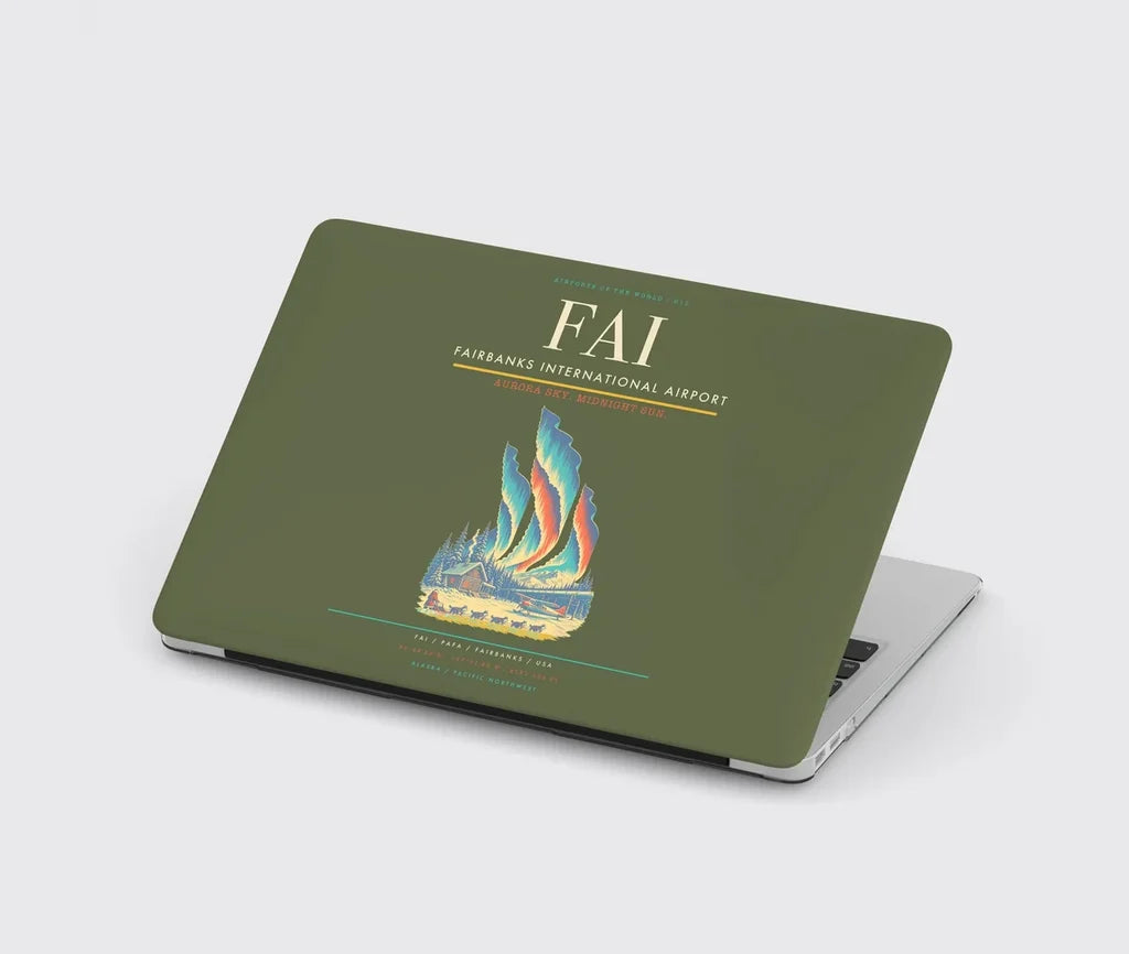 Fairbanks International Airport (FAI) design on green army MacBook case