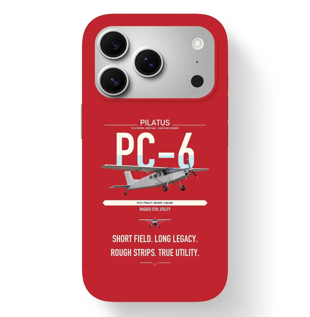 Pilatus PC-6 Porter design on red magsafe iphone case, for iPhone 17 Pro