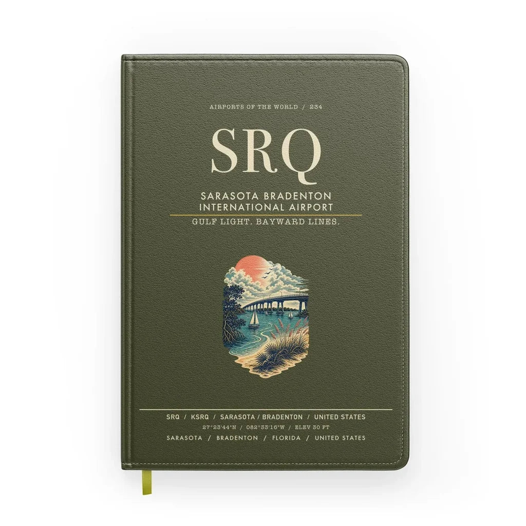 Sarasota Bradenton International Airport (SRQ) design on green army notebook