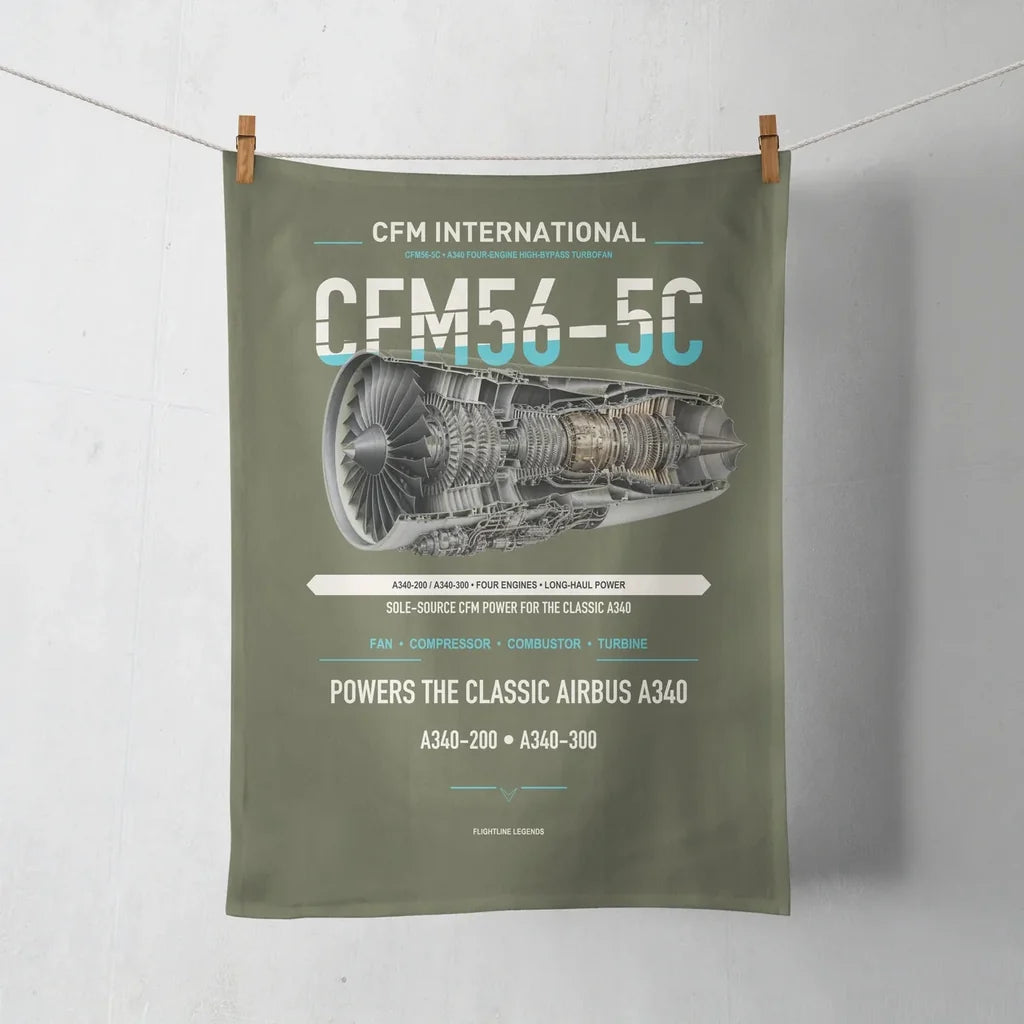 CFM56-5C design on green army towel