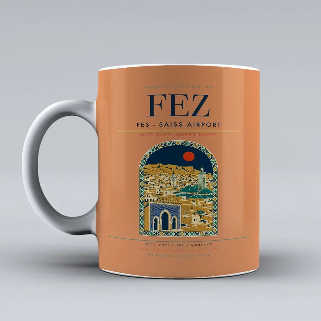 - Saiss Airport FEZ Mug design on orange fes