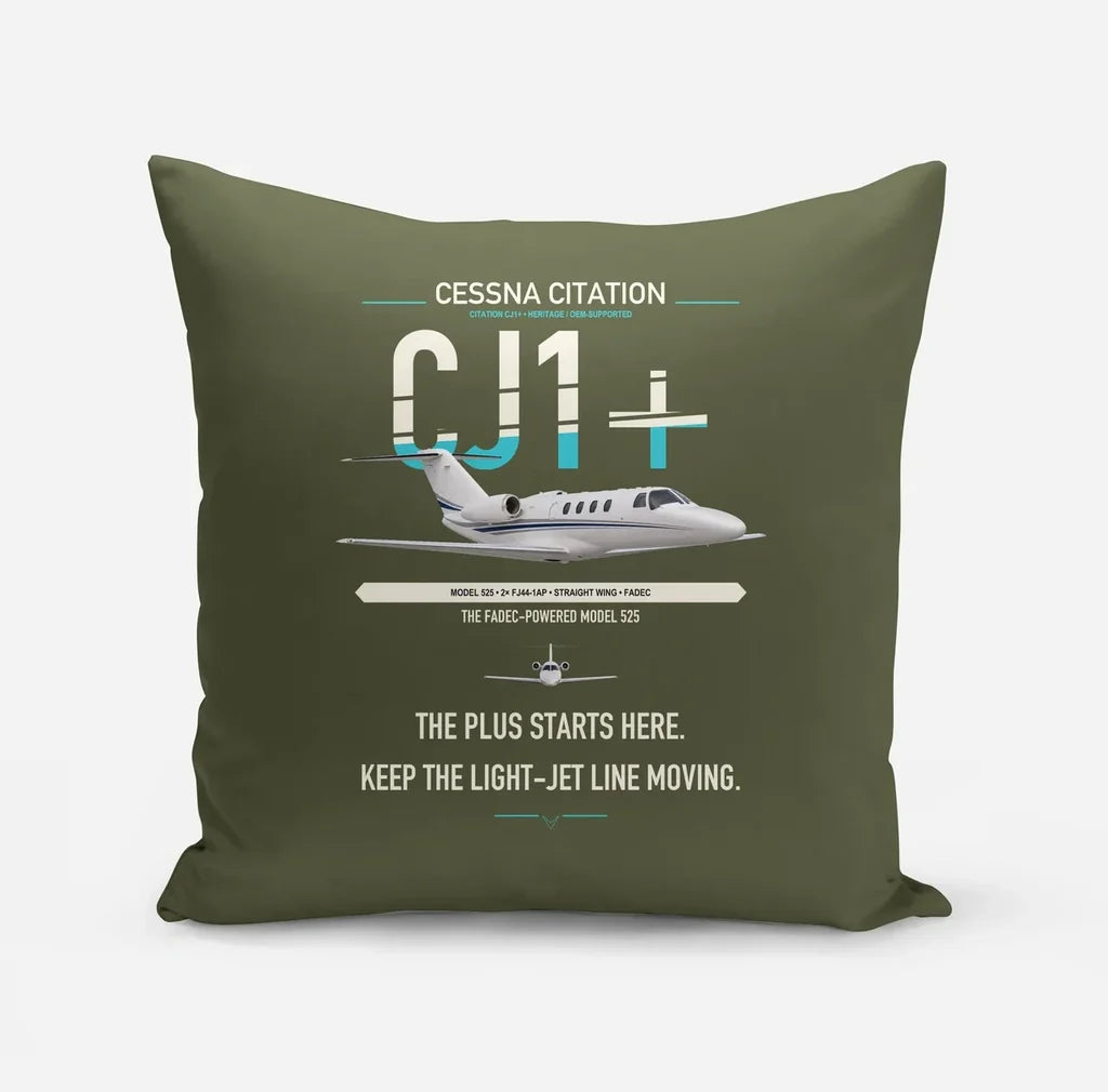 Cessna Citation CJ1+ design on green army pillow