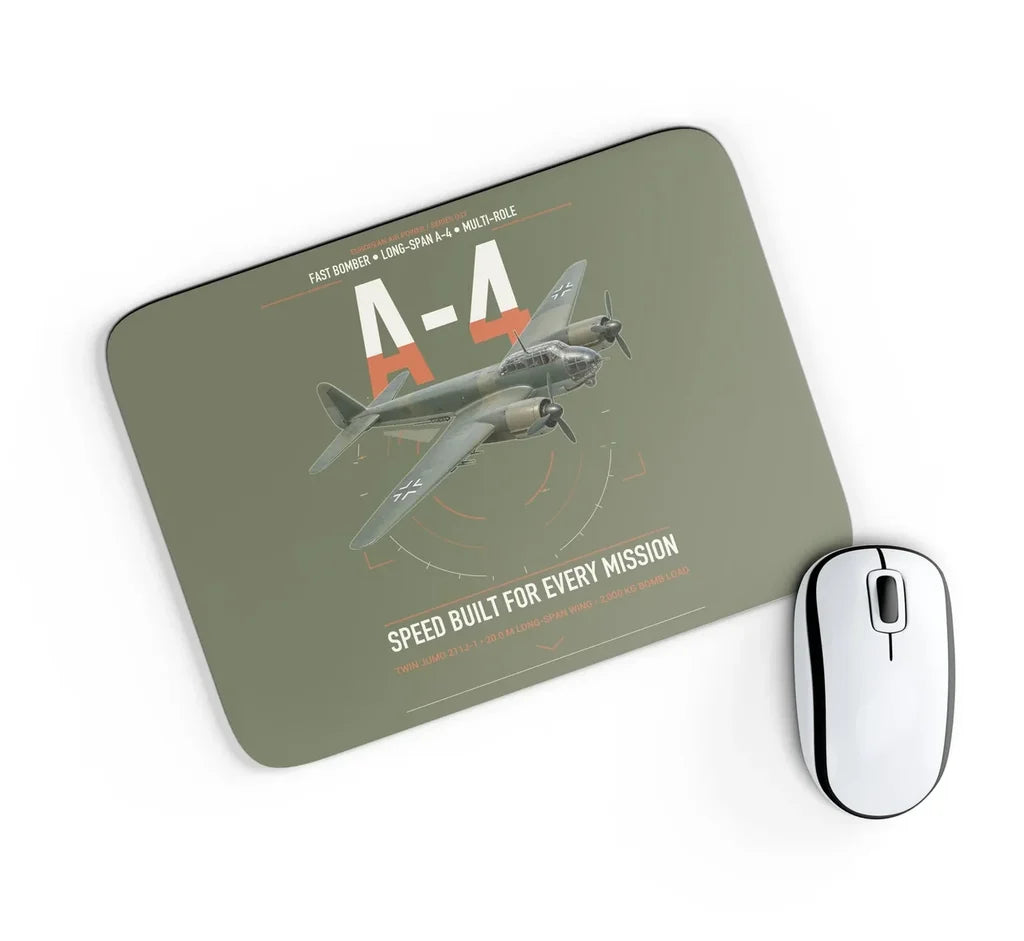 Junkers Ju 88A-4 design on green army rectangle mouse pad