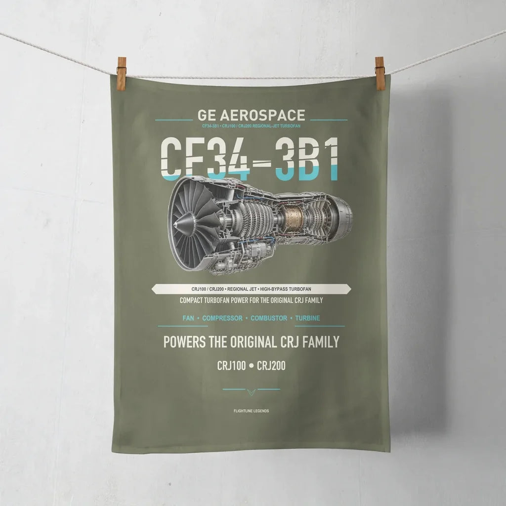 CF34-3B1 design on green army towel