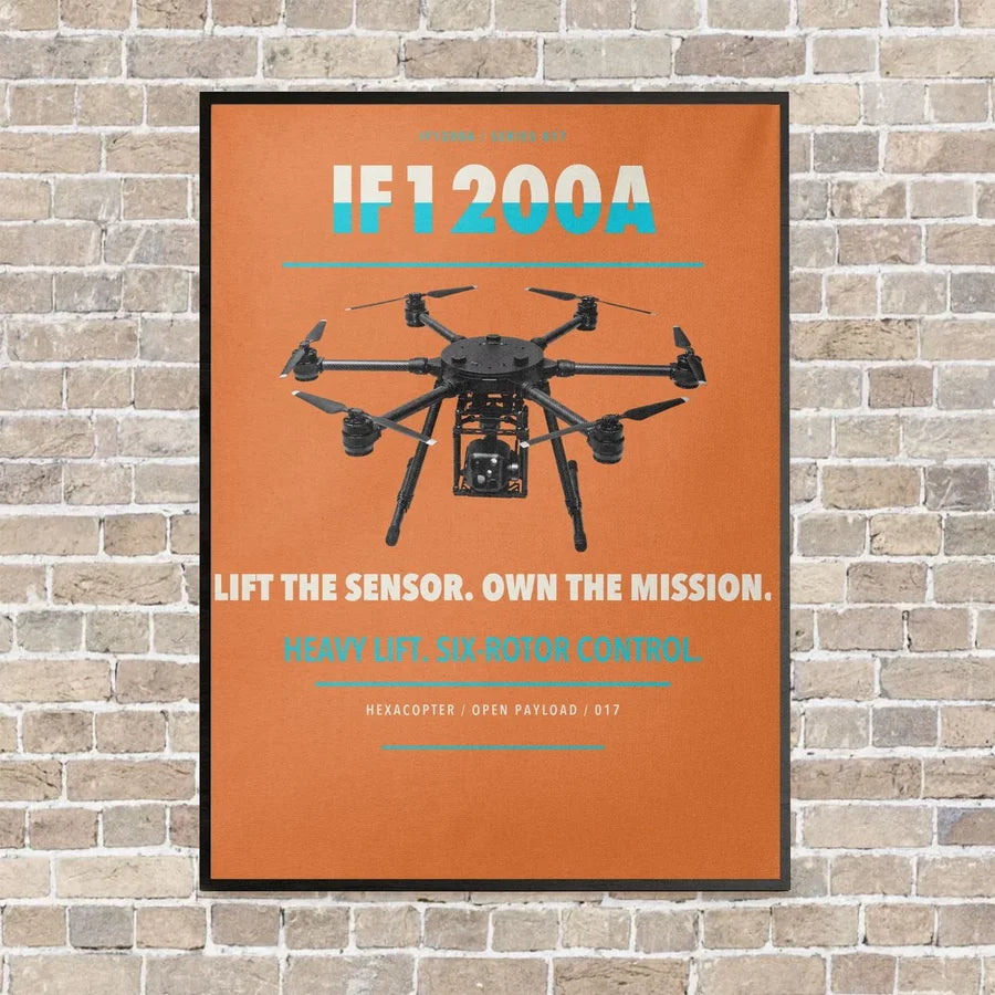 Inspired Flight IF1200A vertical canvas print - framed - orange background
