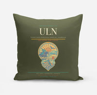 Thumbnail for Chinggis Khaan International Airport (ULN) design on green army pillow