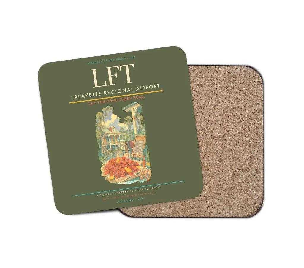 Lafayette Regional Airport (LFT) design on green army 1 piece coaster