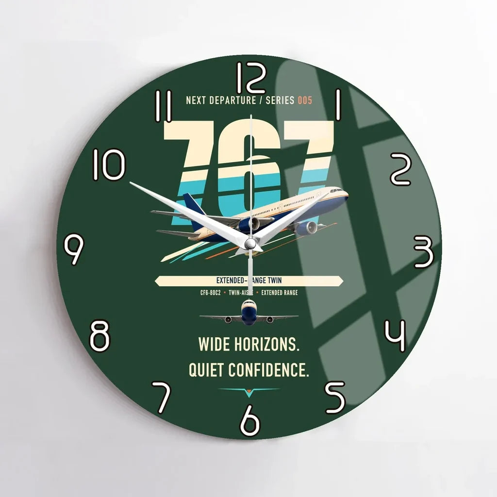 Boeing 767-300ER design on dark green no frame wall clock