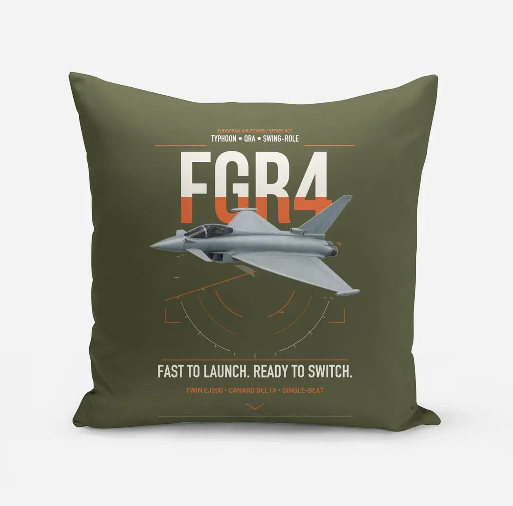Eurofighter Typhoon FGR4 design on green army pillow