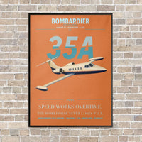 Thumbnail for Bombardier Learjet 35A vertical canvas print - framed - orange background