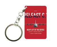 Thumbnail for Short Belfast C.1 design on red designed key chain, double-side print