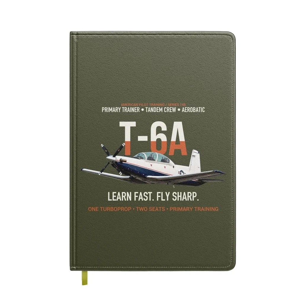 T-6A Texan II Train The Next Generation design on green army notebook