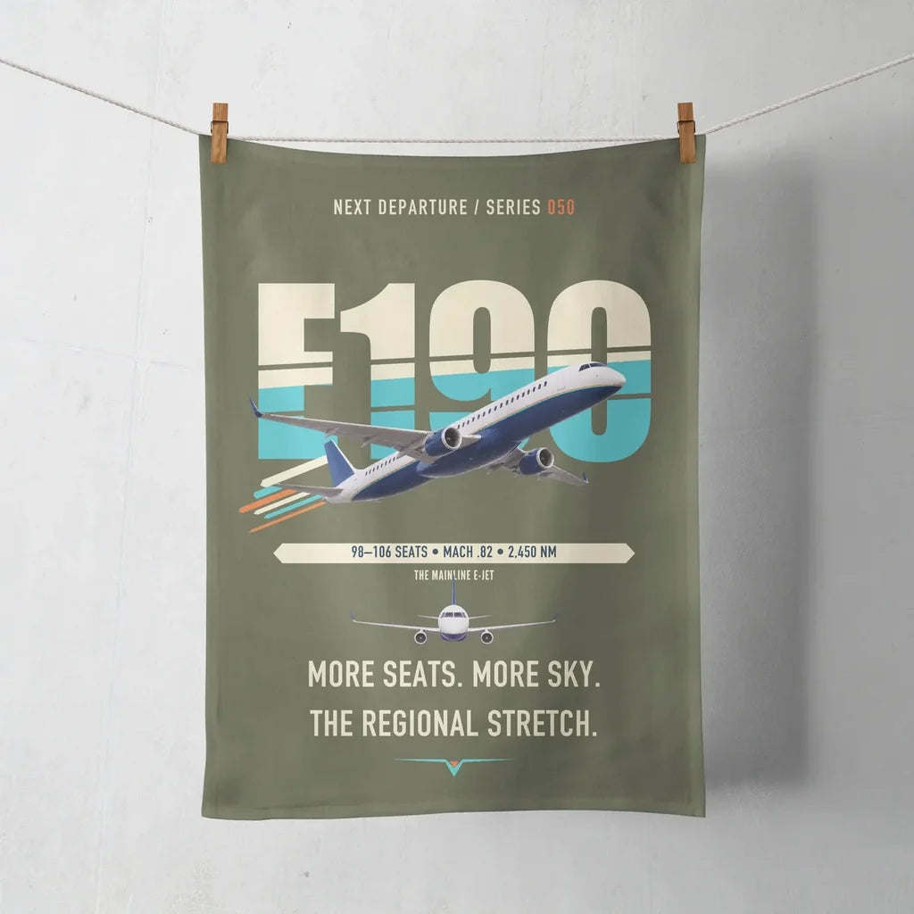 Embraer E190 design on green army towel