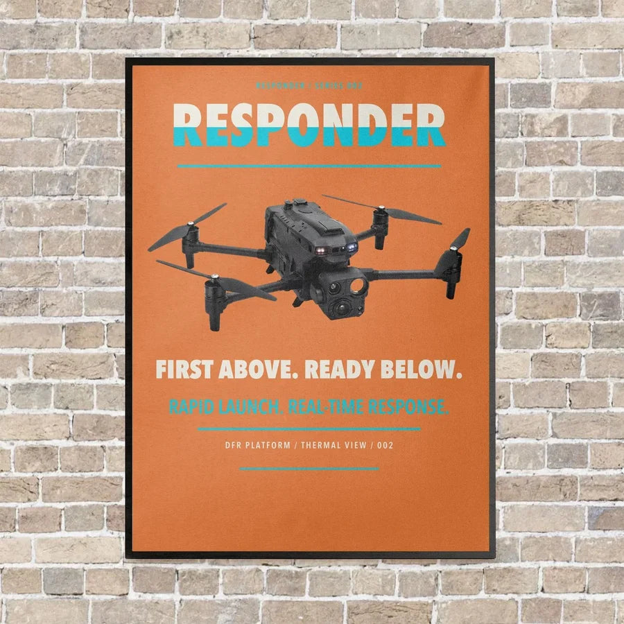BRINC Responder vertical canvas print - framed - orange background