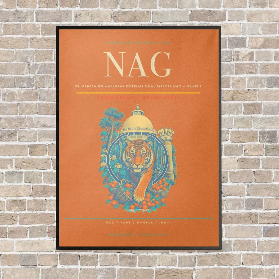 Dr. Babasaheb Ambedkar International Airport NAG — Nagpur vertical canvas print - framed - orange background