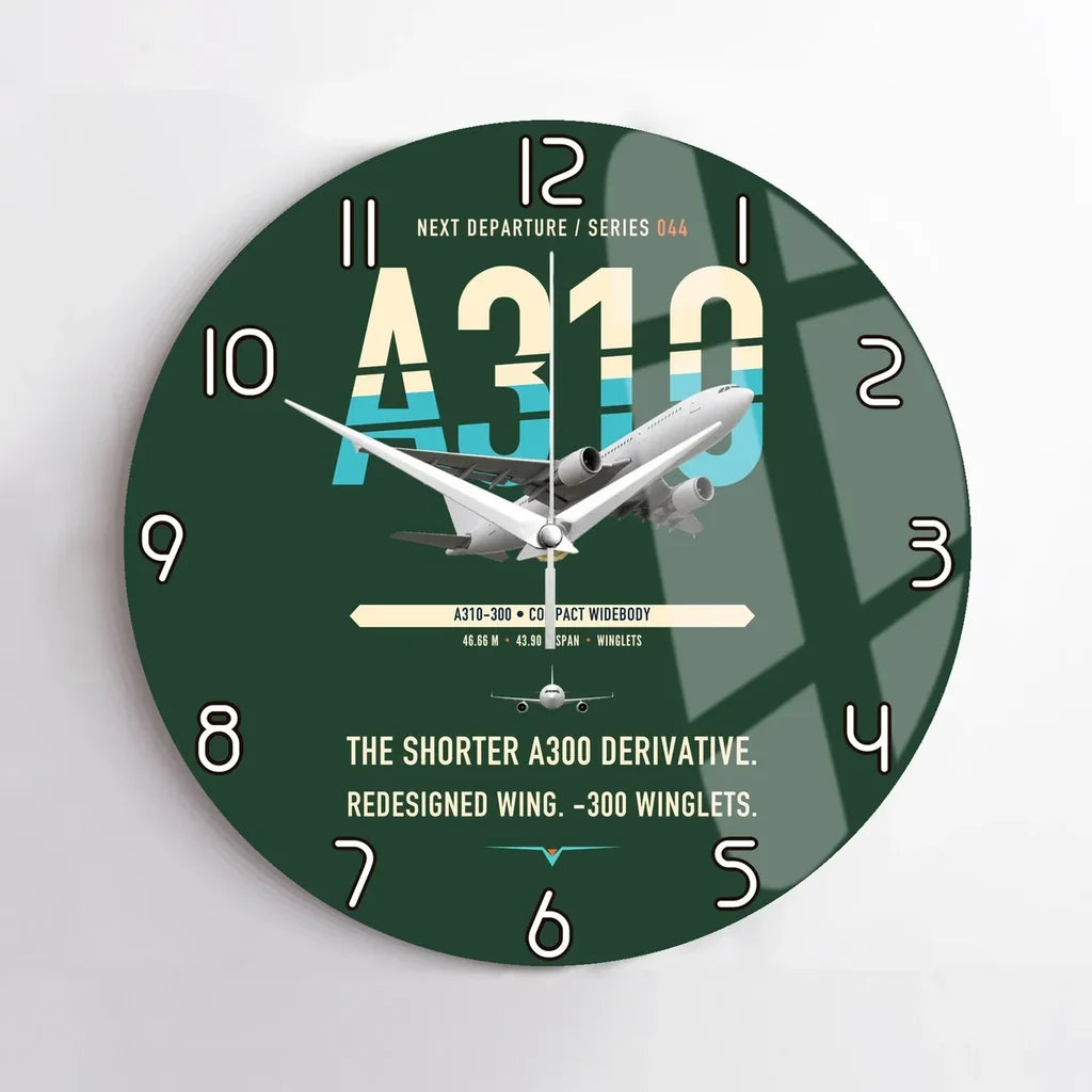 Airbus A310-300 design on dark green no frame wall clock