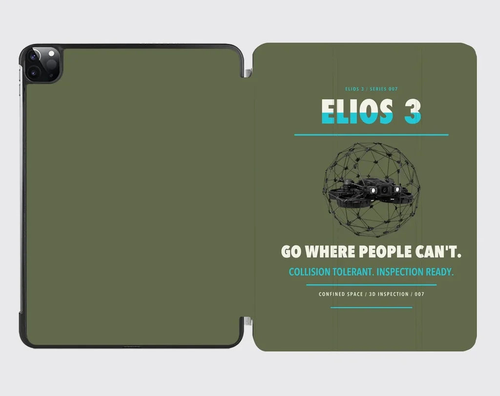 Flyability Elios 3 design on green army ipad tablet case
