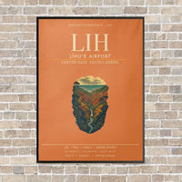 Thumbnail for Līhuʻe Airport LIH vertical canvas print - framed - orange background