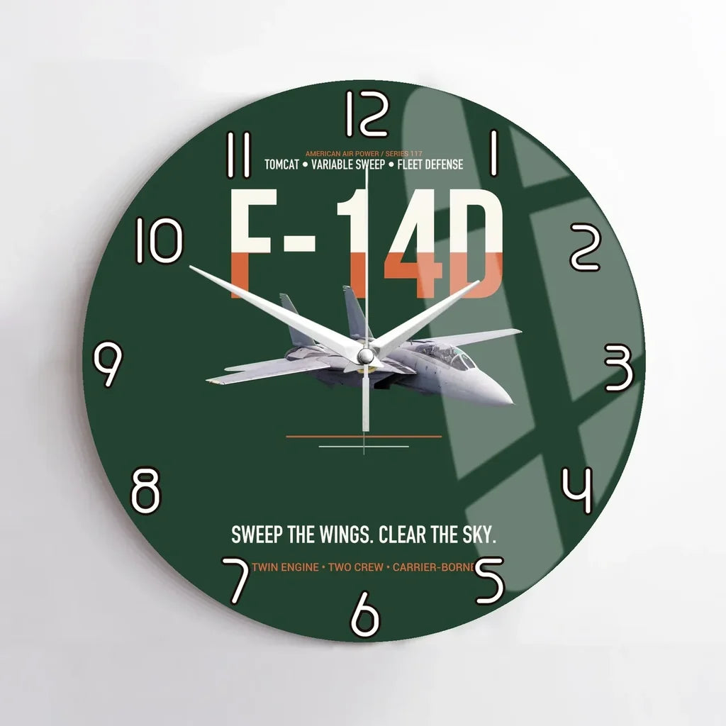 F-14D Tomcat Sweep The Wings Clear The Sky design on dark green no frame wall clock