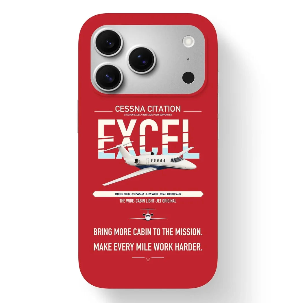 Cessna Citation Excel design on red magsafe iphone case, for iPhone 17 Pro