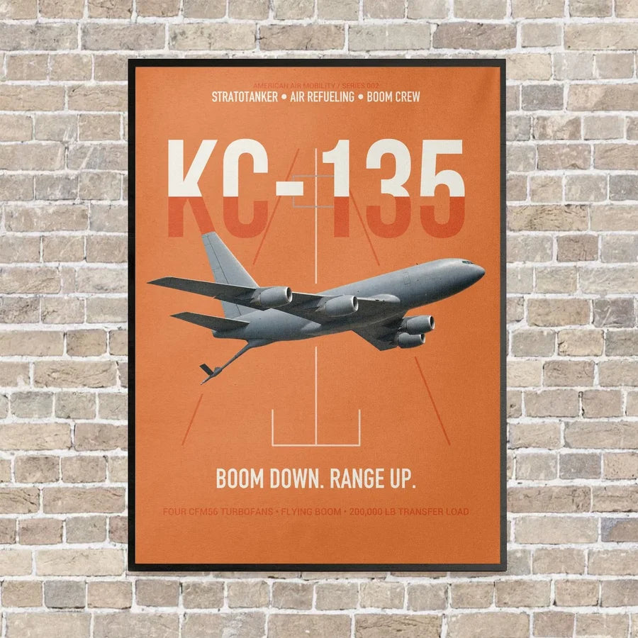 KC-135 STRATOTANKER vertical canvas print - framed - orange background