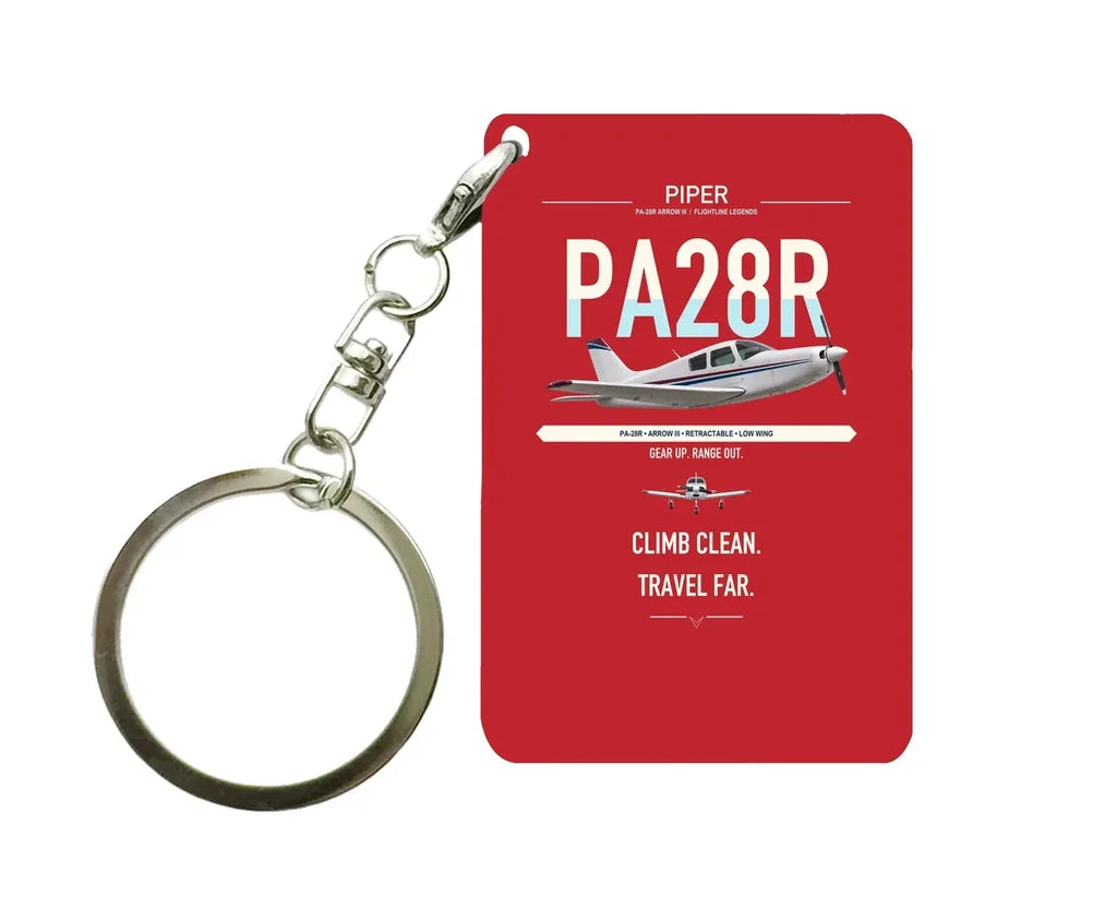 Piper PA-28R Arrow III design on red designed key chain, double-side print