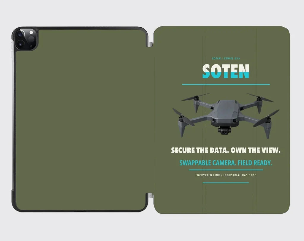 ACSL SOTEN design on green army ipad tablet case