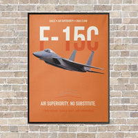 Thumbnail for F-15C Eagle Air Superiority No Substitute vertical canvas print - framed - orange background