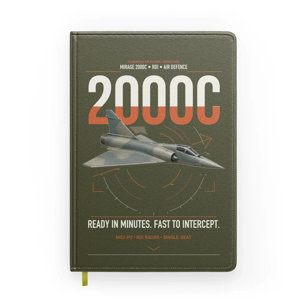 Dassault Mirage 2000C RDI design on green army notebook
