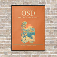 Thumbnail for Are Ostersund Airport OSD vertical canvas print - framed - orange background