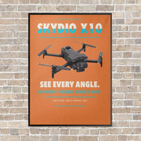 Thumbnail for Skydio X10 vertical canvas print - framed - orange background