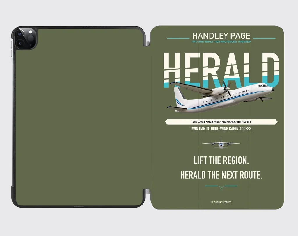Handley Page HPR.7 Dart Herald design on green army ipad tablet case