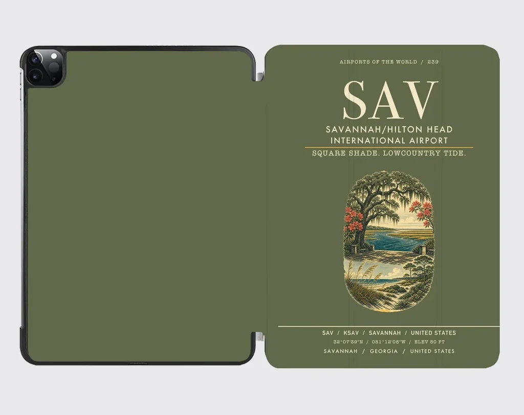 Savannah-Hilton Head International Airport (SAV) design on green army ipad tablet case