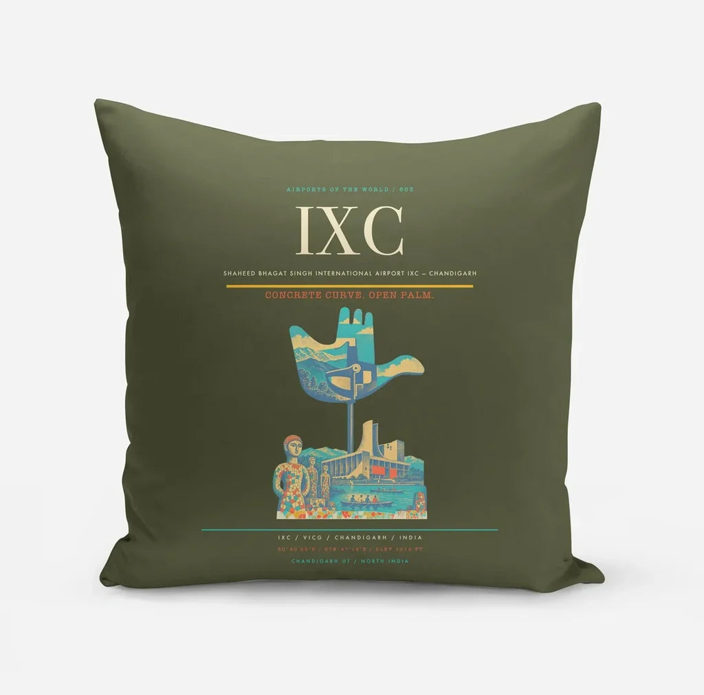 Shaheed Bhagat Singh International Airport (IXC) design on green army pillow