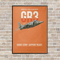 Thumbnail for Hawker Siddeley Harrier GR3 vertical canvas print - framed - orange background