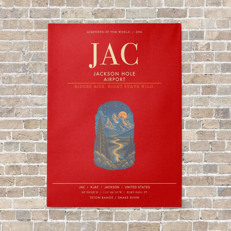 Jackson Hole Airport JAC - Canvas Framed - Red