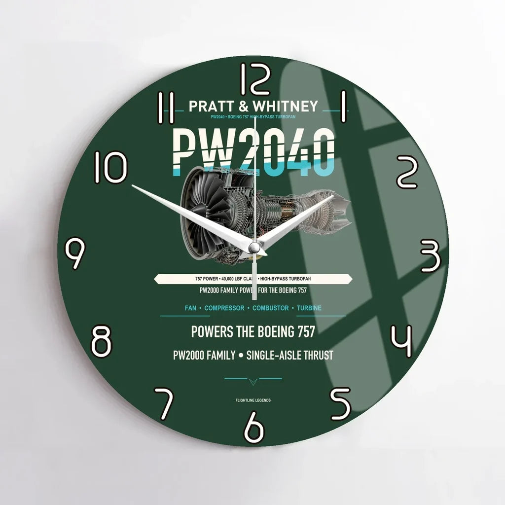 PW2040 design on dark green no frame wall clock