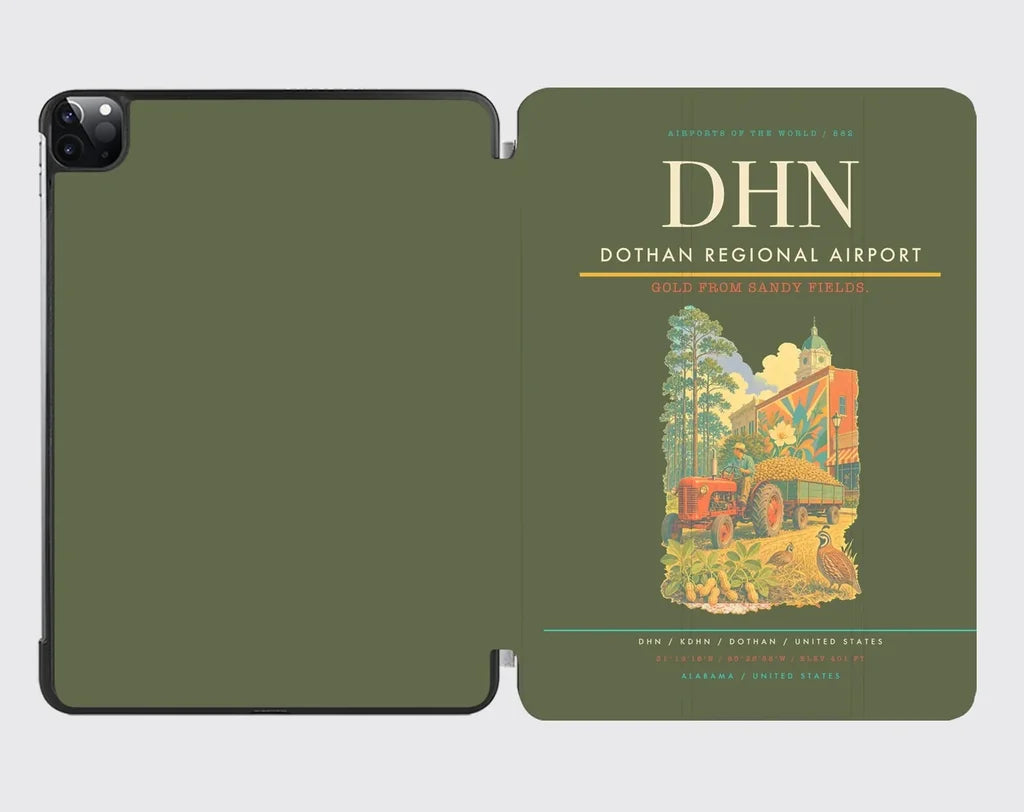 Dothan Regional Airport (DHN) design on green army ipad tablet case
