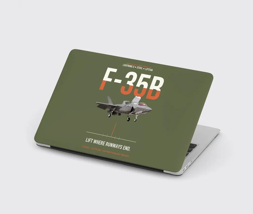 F-35B Lightning II Lift Where Runways End design on green army MacBook case