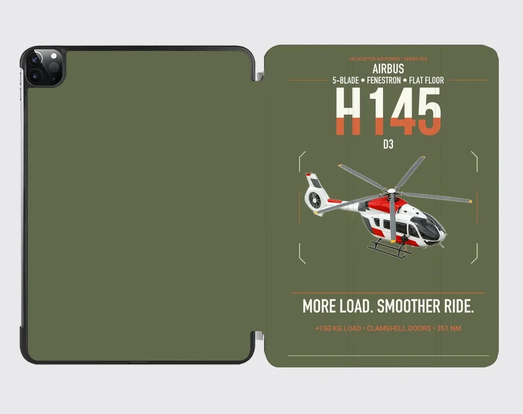 Airbus H145 D3 design on green army ipad tablet case