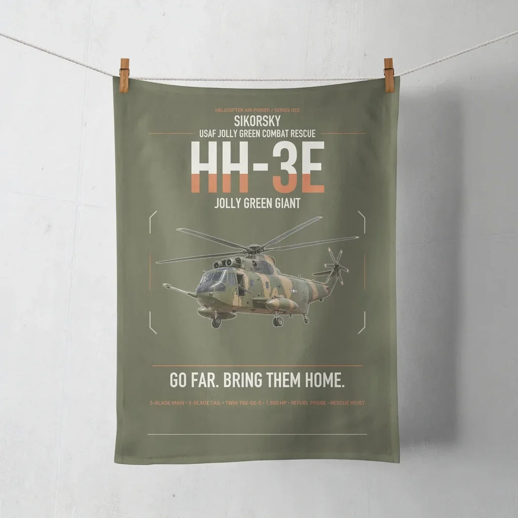 Sikorsky HH-3E Jolly Green Giant design on green army towel