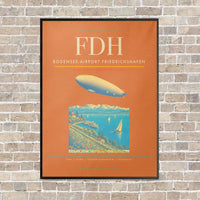 Thumbnail for Bodensee-Airport Friedrichshafen FDH vertical canvas print - framed - orange background