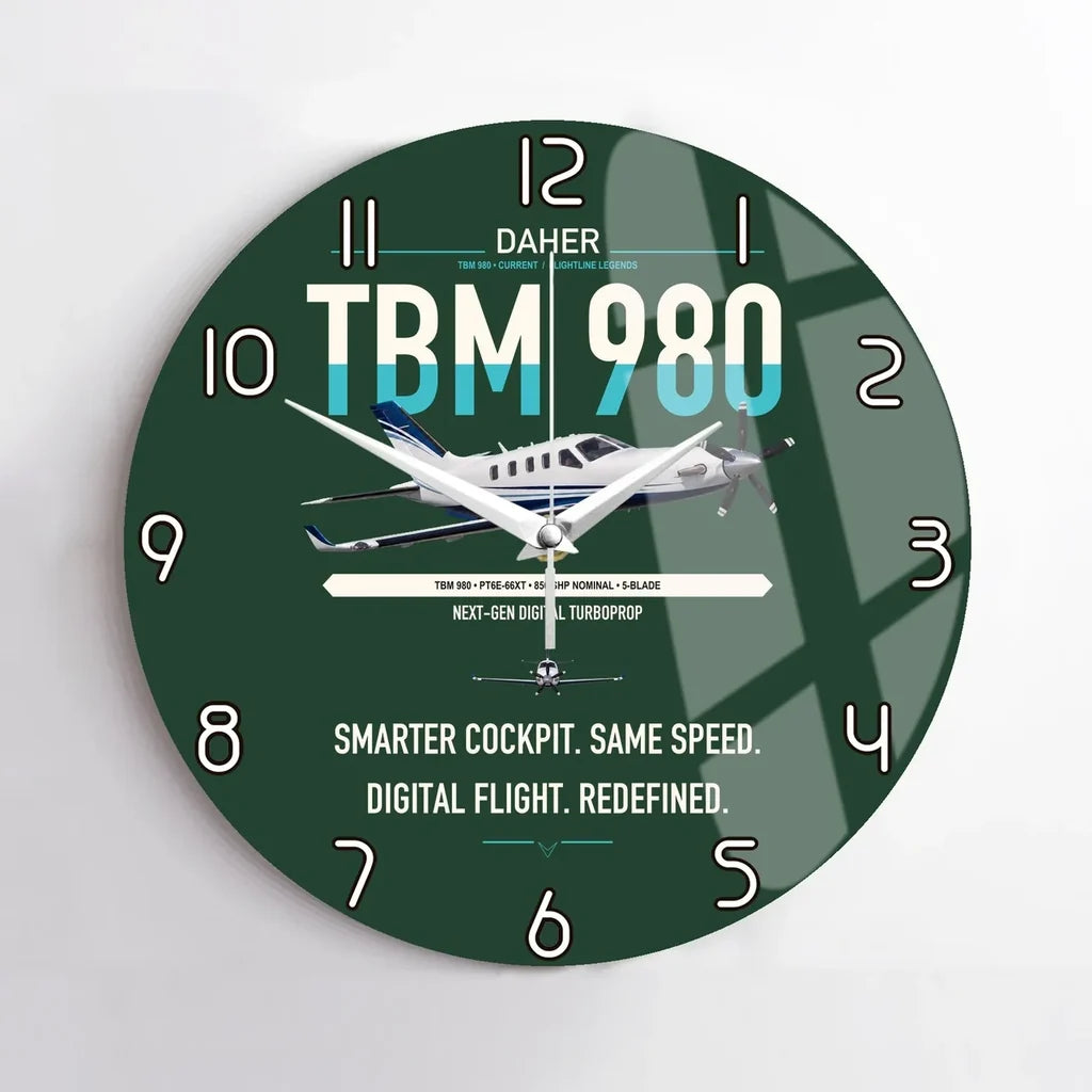 Daher TBM 980 design on dark green no frame wall clock