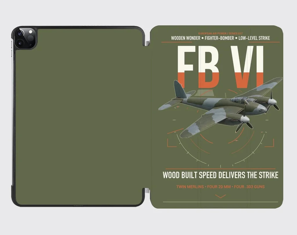 de Havilland Mosquito FB VI design on green army ipad tablet case