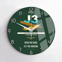Thumbnail for Piper J-3 Cub design on dark green no frame wall clock