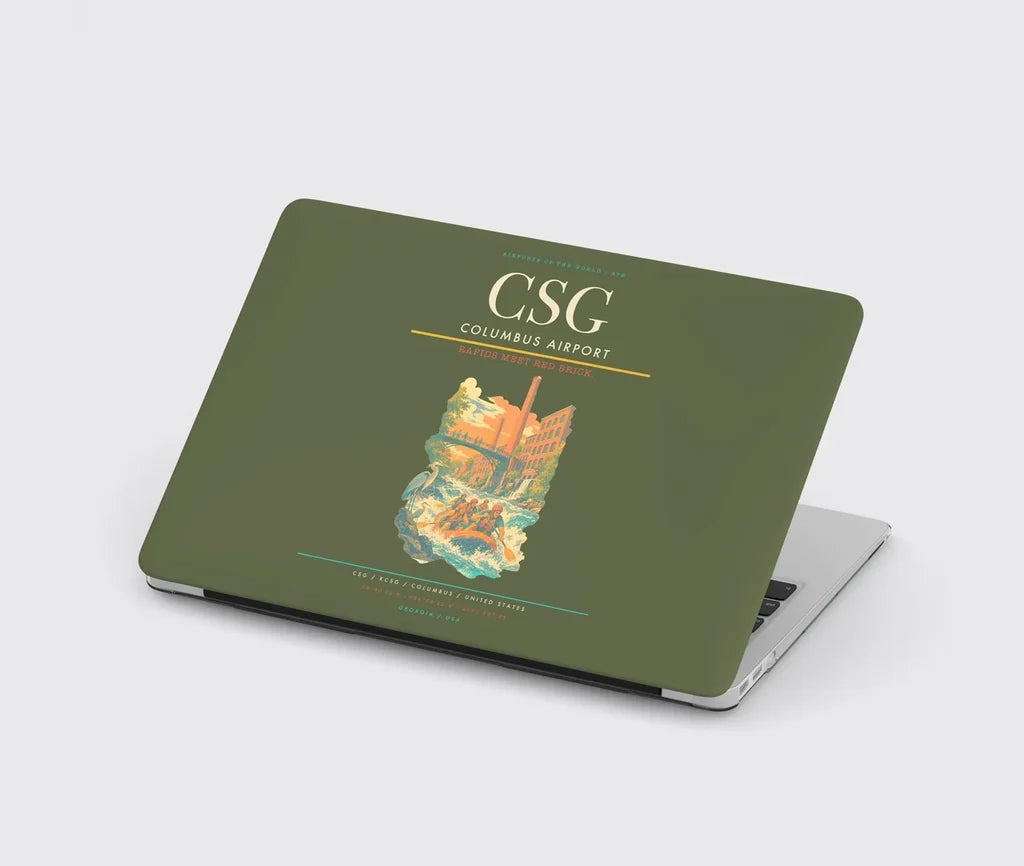 Columbus Airport (CSG) design on green army MacBook case